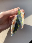 Piękne kolczyki jeans boho hand made unikat