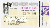 Bilety MPK Lublin - Bilet okresowy 30dniowy 1998
