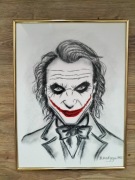 Szkic rysunek węgiel Joker za szkłem 30x40 