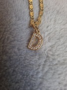 Naszyjnik z literka D ze stali pozłacany