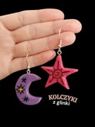 Kolczyki z glinki gwiazdka z księżycem 