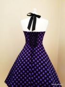 Sukienka pin up w stylu lat 50 60 80 gorchy kropki wiązana retro z gorsetem