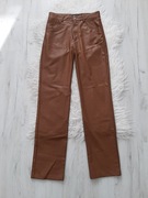 ZARA piękne spodnie brązowe ekoskóra szerokie nogawki S 36