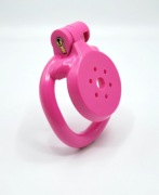 Różowy lekki pas cnoty, flat chastity 4 oringi