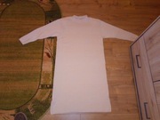 Sukienka z akrylu kremowa ecru beżowa PRL vintage długa