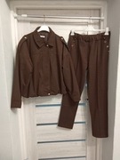 Zestaw Bomberka+spodnie kolor brązowy, jodełka, elegancki.