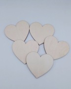 Serce, sklejka, dekoracja, 5cm, 5szt