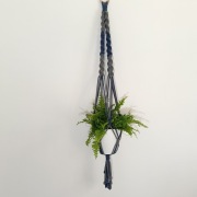 Kwietnik wiszący  bawełniany szaro niebieski – elegancki 103 cm