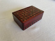 Drewniana szkatułka sztuka ludowa, kasetka | PRL vintage Cepelia