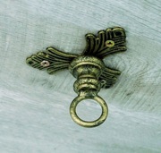 Wieszak Hak Uchwyt sufitowy kuty na doniczkę - Czarny + Złota Patyna (W36)