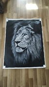 Duży obraz olej na płótnie ręcznie malowany Lew 