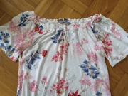 Tshirt koszulka bluzka S  Orsay kwiaty dekolt hiszpanka 36  bawełna 24 hm 