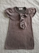 Elegancka świąteczna brązowa różowa błyszcząca sukienka H&M 110 - 116