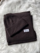 Gorzka czekolada Cashmere komplet czapka i szal 50% kaszmir 50% wełna w