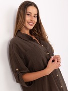 Ciemnobrązowa plażowa sukienka szmizjerka OCH BELLA