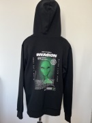 Crop Bluza Hoodie XL Oversize Alien Graphic Czarna Streetwear