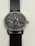Męski ekskluzywny zegarek Omega ze srebrną tarczą próby 925 typu "marriage"