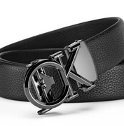 Elegancki czarny pasek męski z designerską klamrą – nowoczesny styl