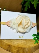 Opaska Bezuciskowa Zdobiona Kwiat Chrzest Roczek Wyprawka Narodziny