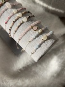 Kwarc różowy bransoletka z zawieszką na regulowanym sznureczku handmade