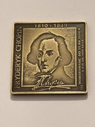 Fryderyk Chopin. Klipa 35 X 35 mm. Mosiądz patyna. Gyges
