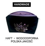 ELEGANCKA KOSMETYCZKA WELUROWA Z HAFTEM / prezent dla kobiety