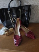 czółenka ażurowe szpilki bordowe sandałki sandały eleganckie  skórkowe 