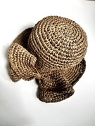 Kapelusz na lato na plażę z rafii brązowy beżowy