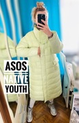Miętowy długi zimowy pikowany płaszcz oversize Asos Native Youth