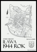 Rysunek planu starego miasta w Iławie z 1944 roku 