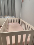 Łóżko solidne dziecięce białe 180x80 z barierką i porządnym materacem