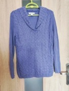Fioletowy sweter z wywijanym dekoltem V rozmiar M