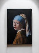 Obraz Olejny - Dziewczyna z perłą (insp. Vermeer) | 20x30 cm
