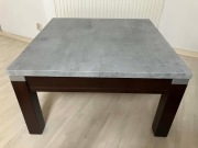 Solidny Stół Dębowy Niski do Salonu Beton Dekoracyjny 80x80 Wys. 45 cm