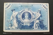 Stary banknot Niemcy 100 marek 1908 rok piękna grafika 