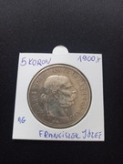 5 KORON z 1900 r Franciszek Józef , srebro , ładna