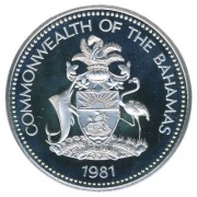5 dolarów 1981 Bahamy , Srebro 42,12 g. 