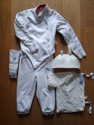 PBT komplet szermierka 158 cm bluza spodnie plastron ochraniacz rękawica