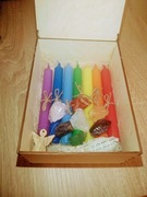 Zestaw do czakroterapii kamienie świece biała szal