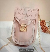 Damska mini torebka z geometrycznym wzorem w kolorze różowym 