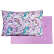 Poszewka 60x40 cm Jednorożce tęcza balony różowy - Bawełna