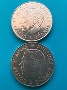 5 koron 1955,1954 Szwecja Gustaw VI Adolf  Dwie sztuki z Ag 0,400 po 18 g 