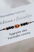 Bransoletka z kamieni naturalnych turmalin czarny tygrysie oko 