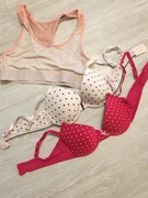 Zestaw 3 szt Staniki Biustonosze dziewczęce 70A 75A różowe