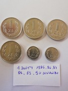 1 żłoty 1985, 86, 87, 88, 89, 90 .