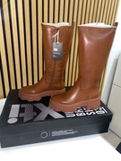 XTI brązowe kozaki damskie na grubej podeszwie | trapery | NOWE 36