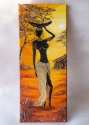 AFRYKAŃSKI KLIMAT obraz olejny ręcznie malowany 50x20cm abstrakcja Afryka