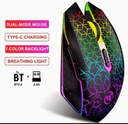 Nowa Optyczna Myszka Bezprzewodowa RGB Silent Black BT5.2