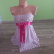 Halka damska nocna różowa koronkowa 