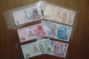 Turcja zestaw banknotów 6  sztuk stan 1